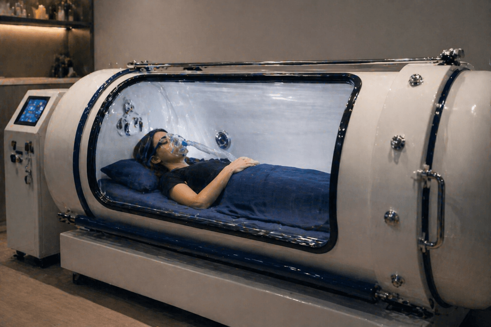 คนกำลังรับ Hyperbaric Oxygen Therapy