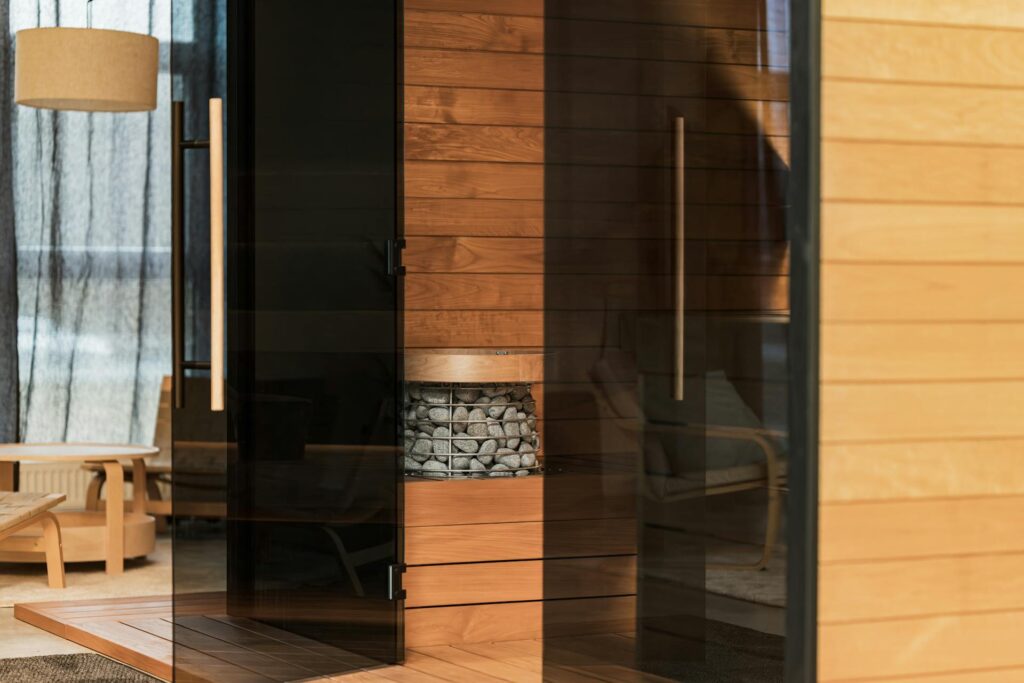 Empty infrared sauna room